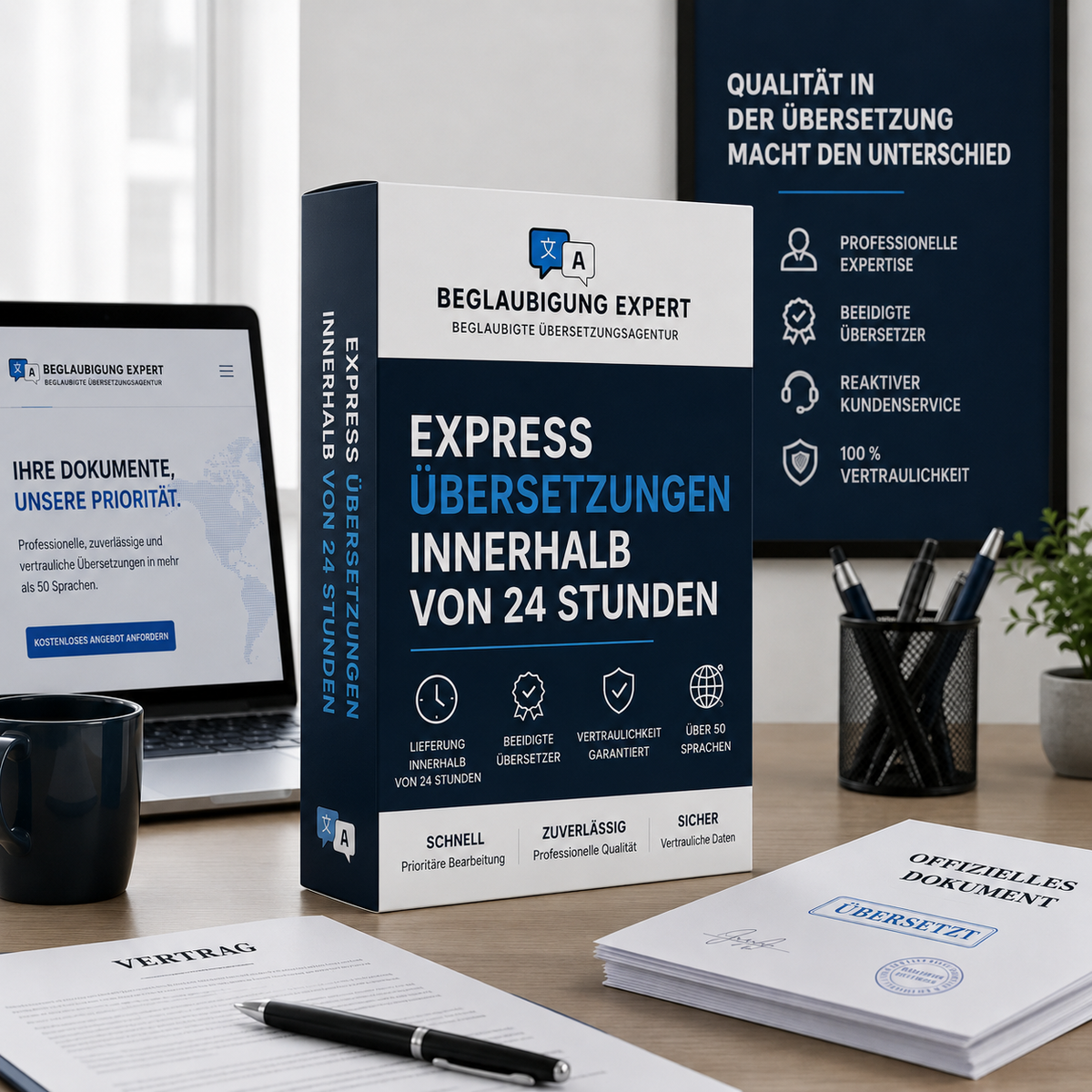 Beglaubigte Express-Übersetzung innerhalb von 24 Stunden